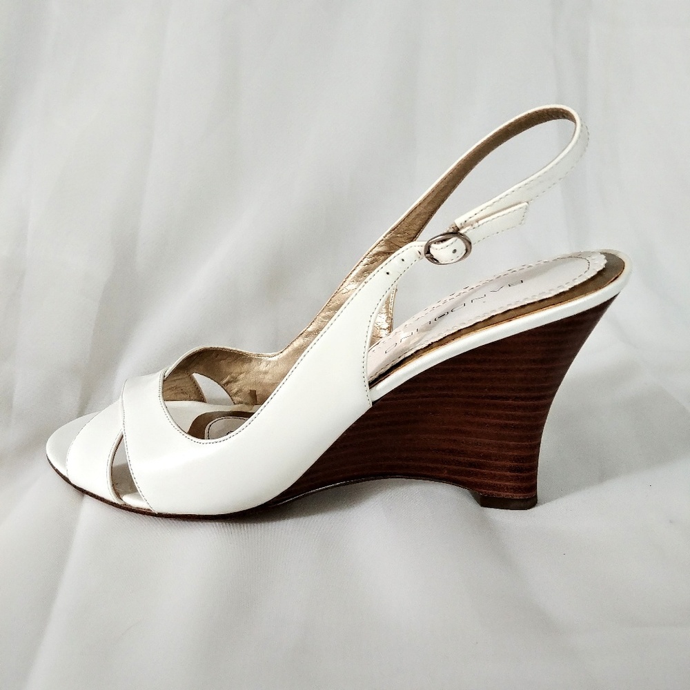 Bandolino White Leather Wedge Heels Dress Shoes 10